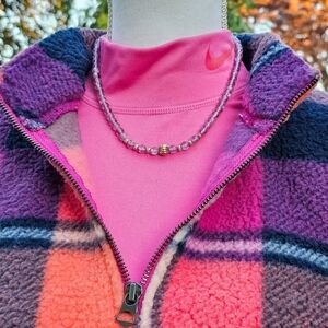 Lilac Purple Single Strand Short Glass Beaded Necklace